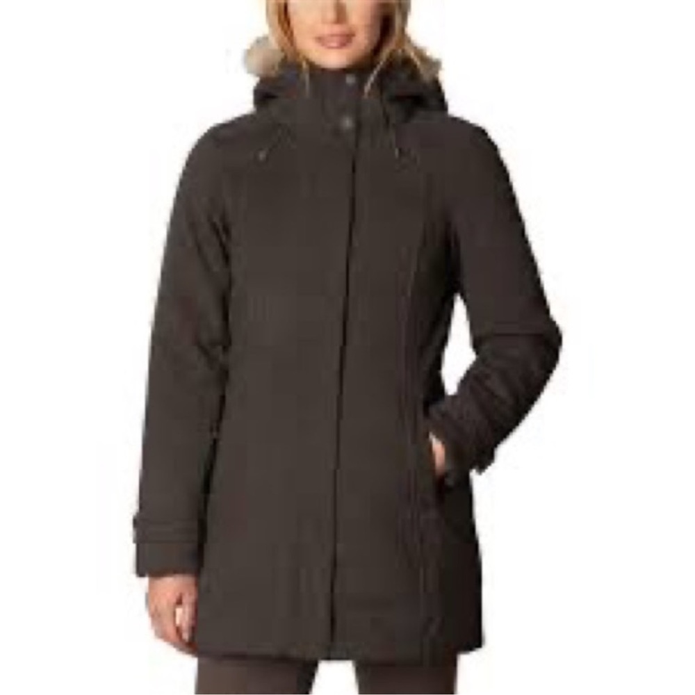 Prana Maja Longline Jacket Gray Faux Fur Trim Removable Hood Primaloft-XS